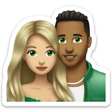 kiss-kiss romeo santos and girl green eyes and very long dark blond hair sticker