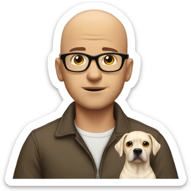 bald meme boys in glasses with dog staring at him sticker