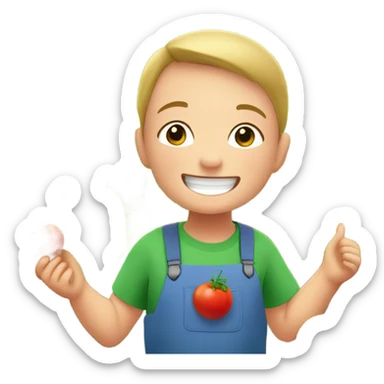 down syndrome child in a vegtable patch sticker