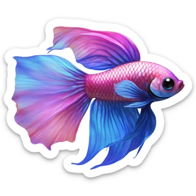 Pink and bluebetta fish sticker