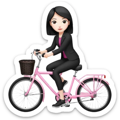 Bicycles Ergonomic bicycle of gym: seated white woman with hair black clothes pink sticker