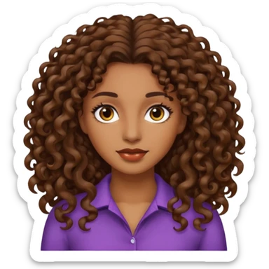 mujer morena cabello rizado largo castaño, ojos oscuros sticker