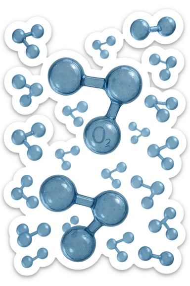 molecole di ossigeno che volano realistiche sticker
