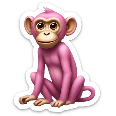 realistic pink full body monkey sticker