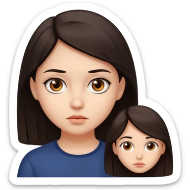 A girl doing a suspicious face sticker