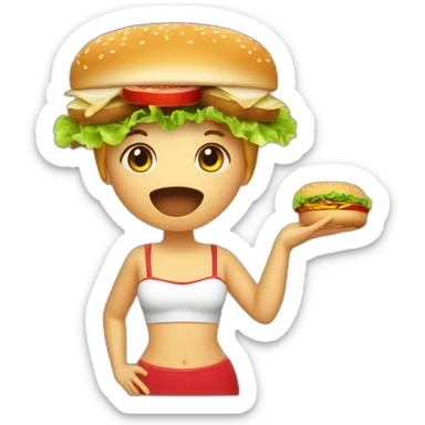 Une sirène qui mange un hamburger sticker