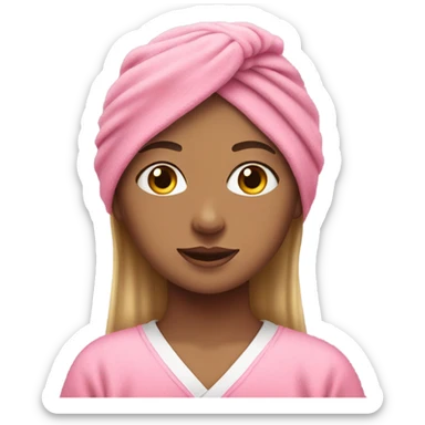 Girl with pink facemask and hair towel sticker