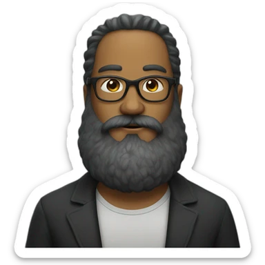 Man with very long and thick beard and glasses on sticker