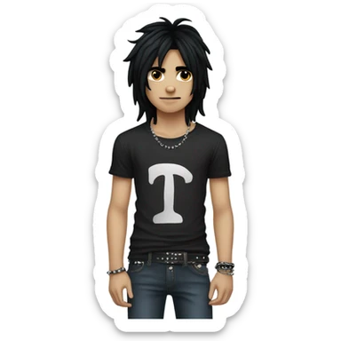 emo boy with long shaggy hair sticker