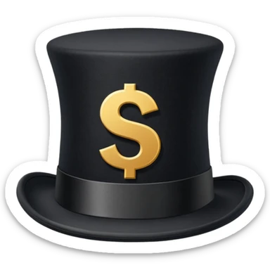 top hat with "$" print sticker
