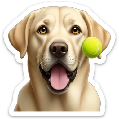 Labrador holding 4 tennis balls in mouth sticker