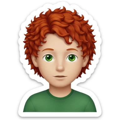 chico de pelo rojo rizado con ojos verdes sticker