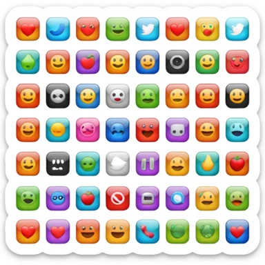 App icons in a 6x4 grid sticker