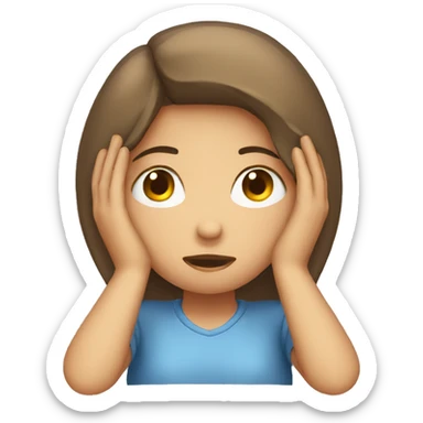 an girl holding his head because of stress sticker