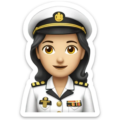 German Ship Captain Woman white Uniform dark hair sticker