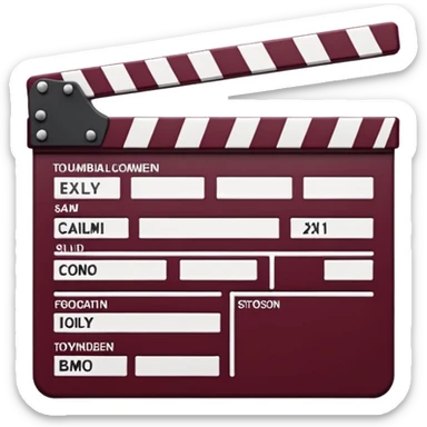 film clapper board with deep burgundy color, emoji style, simple design sticker
