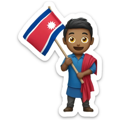 Man holding nepal flag  sticker