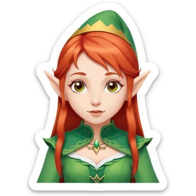 Straight red hair girl with elf clothing sticker