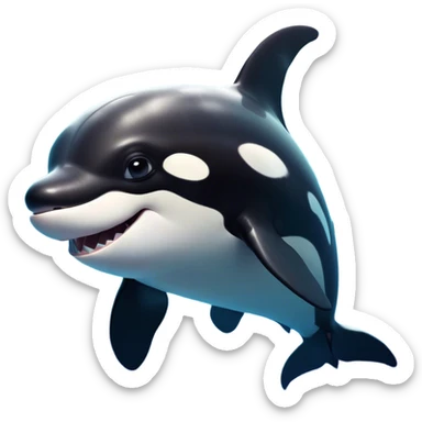 Cinematic Comical orca Portrait Emoji, Head tilted dramatically with an exaggeratedly shocked expression, featuring a sleek black-and-white body with wide, comically expressive eyes full of playful disbelief and animated flippers, Simplified yet hilariously expressive features, highly detailed, glowing with a slightly sassy oceanic glow, high shine, dramatic yet playful, stylized with an air of cheeky marine mischief, soft glowing outline, capturing the essence of a meme-worthy orca that looks ready to make waves with its hilariously dramatic antics! sticker