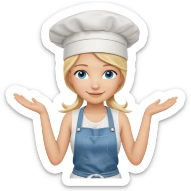 Sexy Full body  pretty
Long Blonde hair blue eyed female chef wearing white tank top, denim shorts and chef hat arms folded sticker
