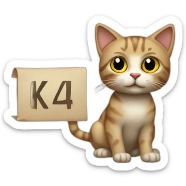A cat holding a placard that reads "KV24.PL" sticker