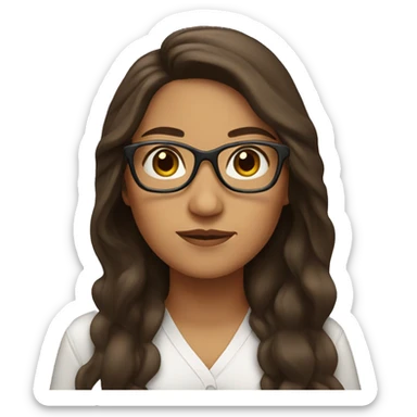 Mexican Woman with glasses and long brown hair  sticker