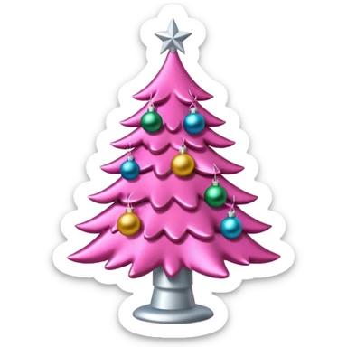 pink christmas tree sticker