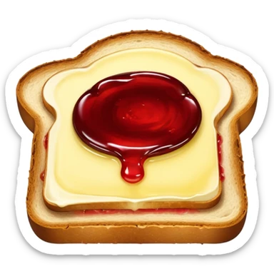 a slice of bread with butter and jam sticker
