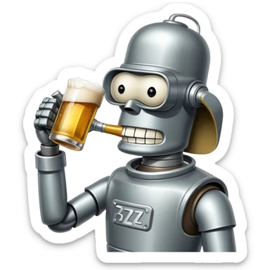 Bender Bending Rodriguez For Futurama Drinking Beer sticker