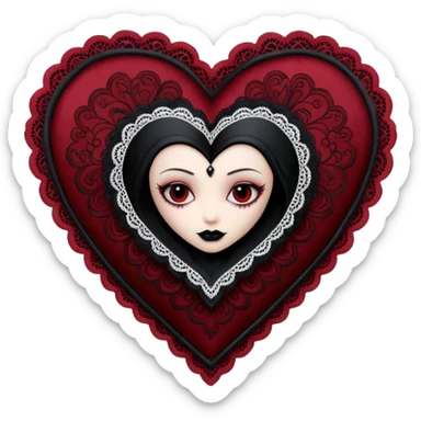 goth themed heart with a black lace handkerchief sticker