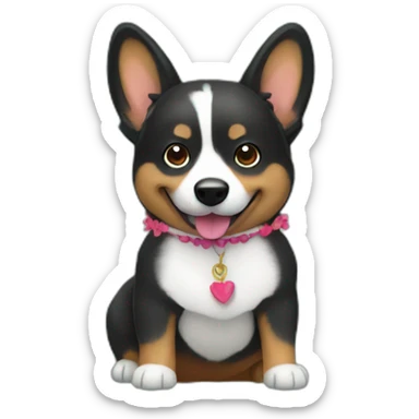 Black corgi dressed hawaian sticker