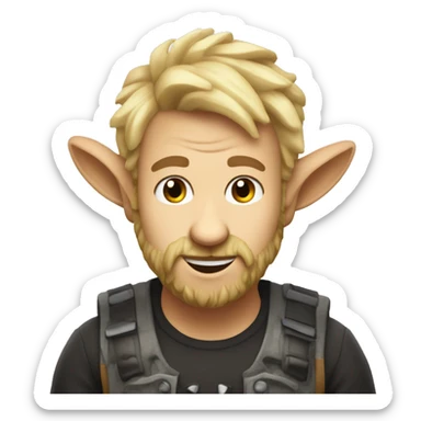 Create an emoji of the hungry goat singer with some blond hair and stubble instead of a beard sticker