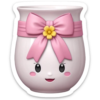 vaso branco com laço rosa sem flores sticker