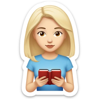 a female reader  reading a book on kindle  sticker