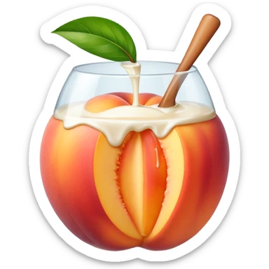 There is a lot of milk on the cut peaches. sticker