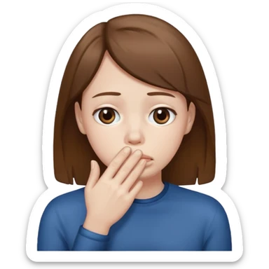 sad with hand covering mouth sticker