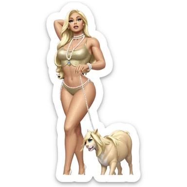 blonde beauty with pearl necklace sticker