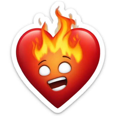 red heart with fire sticker