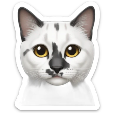 White cat with grey and black spots sticker