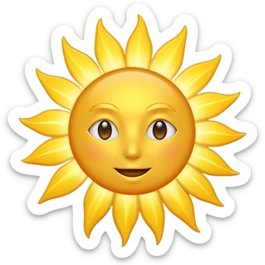 A radiant golden sun, with long, bright rays surrounding it, an intense yellow center, detailed 3D emoji style, neutral background, soft and vibrant lighting.  sticker