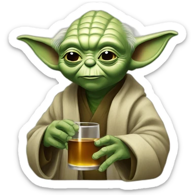 Yoda drinking whisky sticker