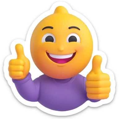 emoji character with a big smile, hand giving a thumbs up, looking proud sticker