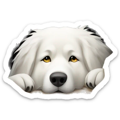 Great Pyrenees lying in a hole sticker