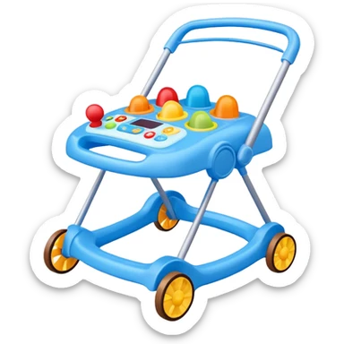 blue baby walker with toys on it sticker