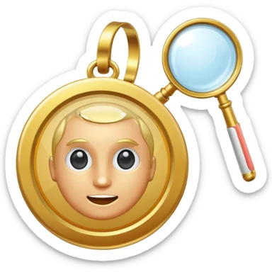 gold medal with magnifier on it sticker