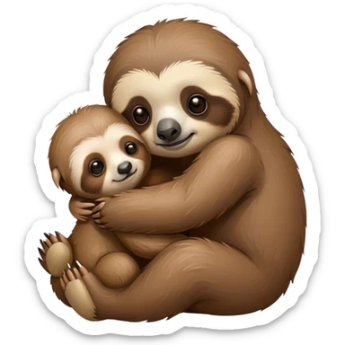 Baby sloth hugging a teddy bear sticker