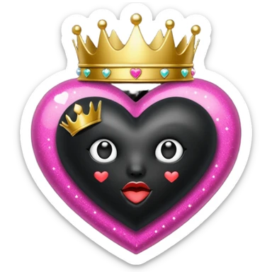 Black Heart and crowns with glitter and the words boss bitch sticker