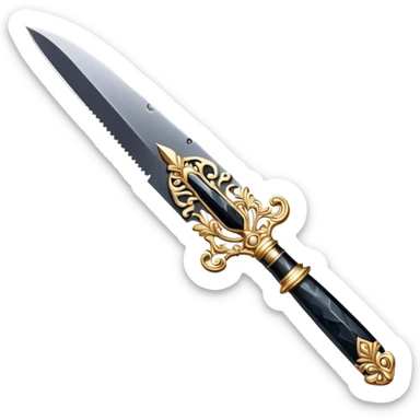 An ornate gilded knife with the blade made of obsidian sticker