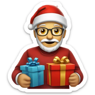 père Noël avec cadeau est costume rouge  sticker