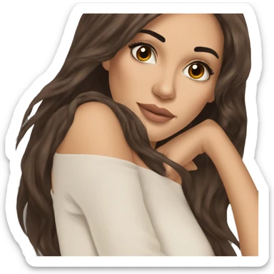 gorgeous woman with tan skin dark brown eyes long eyelashes brunette hair and bangs portrait sticker